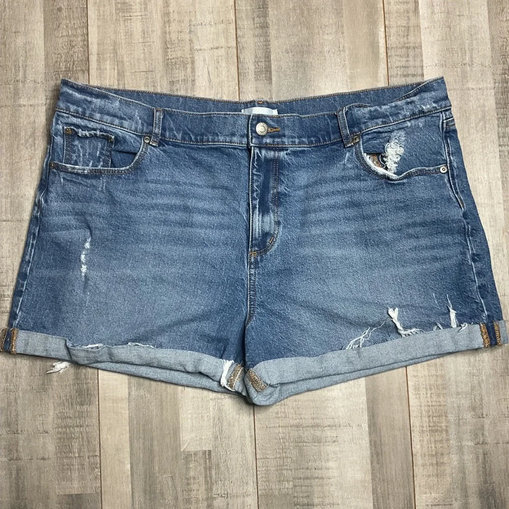 Loft Denim Distressed Jean Shorts Medium Womens Plus Size 18 34 Distressed